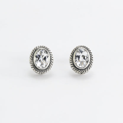 Black Onyx stud earrings set in 925 sterling silver, oval stone stud earrings, two tone stud