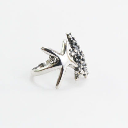Star fish ring 925 sterling silver, sea life ring,