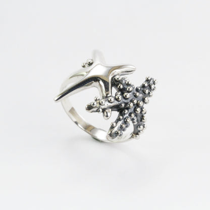 Star fish ring 925 sterling silver, sea life ring,