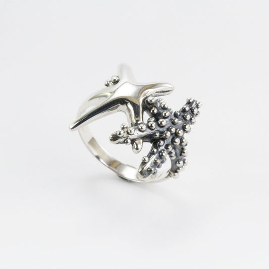 Star fish ring 925 sterling silver, sea life ring,