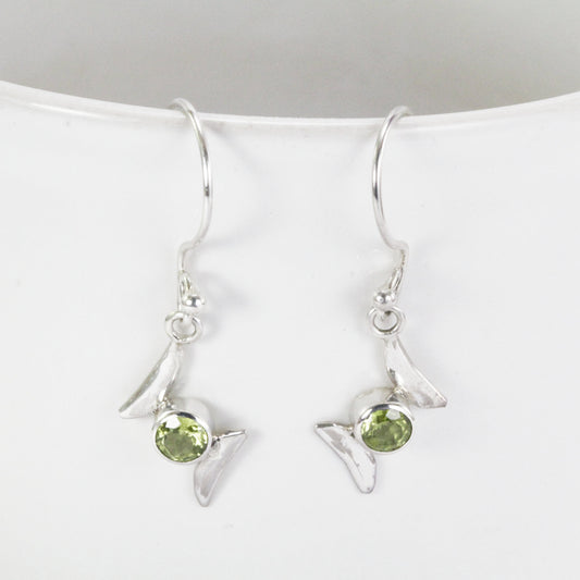 Peridot earrings dangle 925 sterling silver besel set