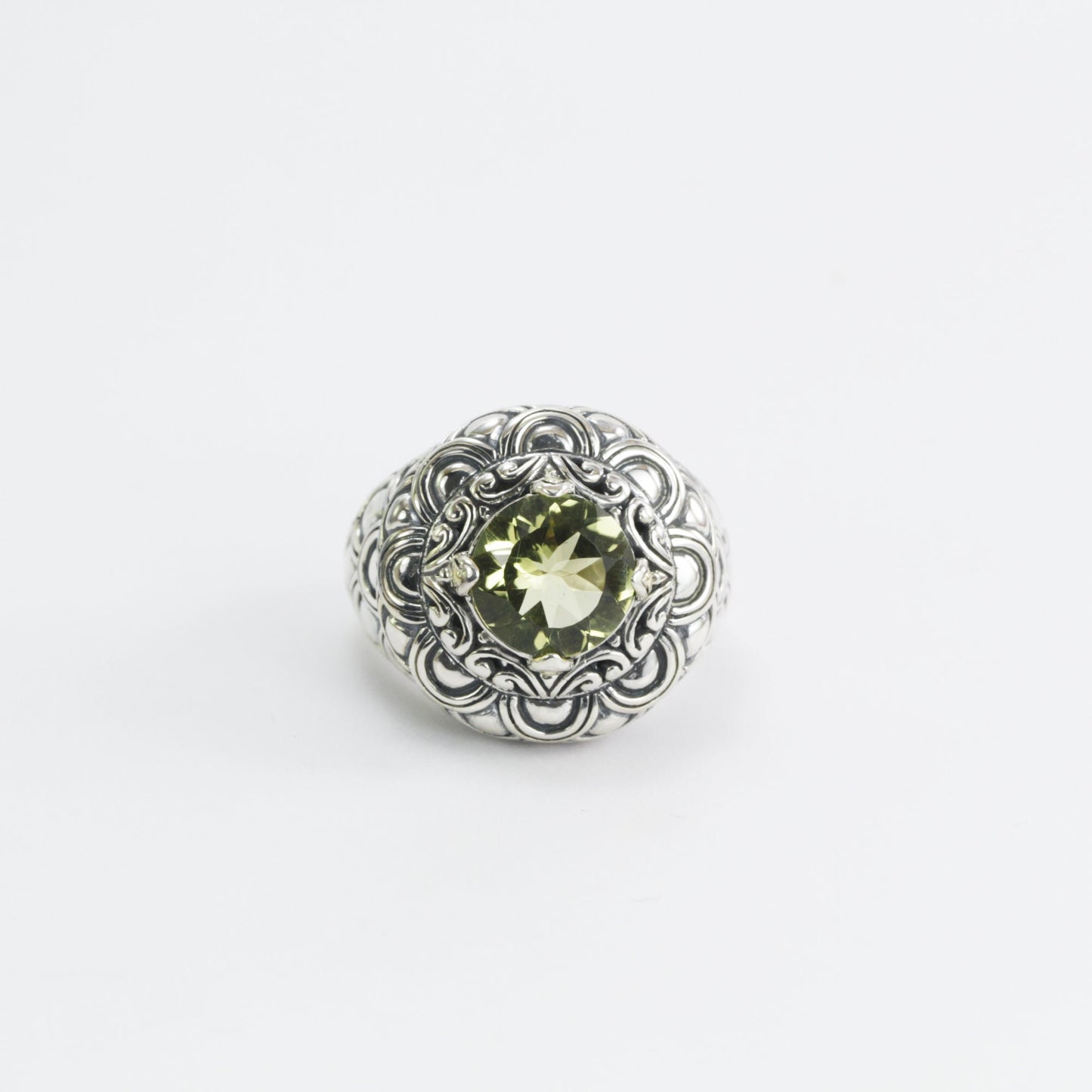 Lemon Quartz ring set in 925 sterling silver, two tone ring, cocktails ring, signet ring,