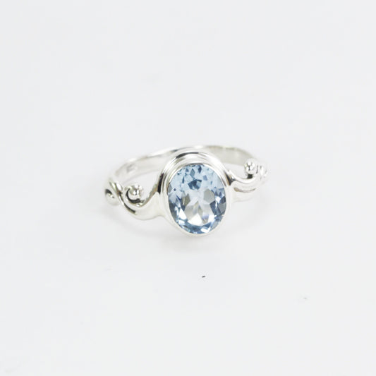 Blue topaz ring 925 sterling silver, oval blue topaz ring, december birthstone ring