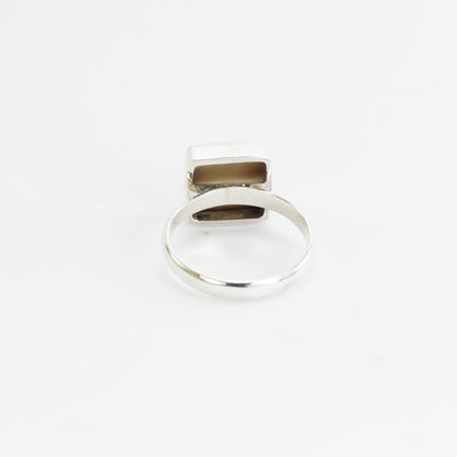 Ping mabe pearl ring set in 925 sterling silver, square pearl ring