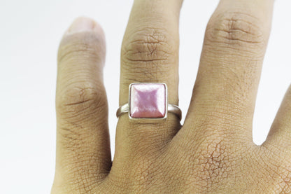 Ping mabe pearl ring set in 925 sterling silver, square pearl ring