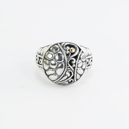 signet ring 925 sterling silver decorated with Bali carving filigree art