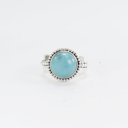 turquoise ring 925 sterling silver for women, round turquoise ring, handmade silver ring