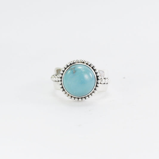turquoise ring 925 sterling silver for women, round turquoise ring, handmade silver ring