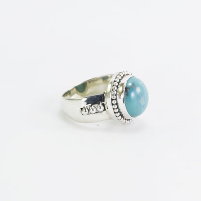 turquoise ring 925 sterling silver for women, round turquoise ring, handmade silver ring