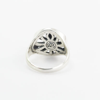 Palm tree ring 925 sterling silver with genuine amethyst and white shell
