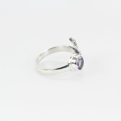 bypass ring 925 sterling silver with amethyst and filigree butterfly