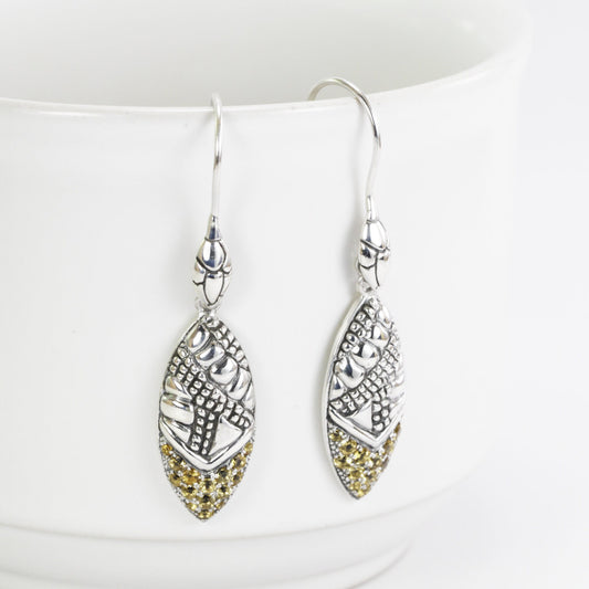 Marquise shape earrings dangle drop in 925 sterling silver with genuine yellow citrine