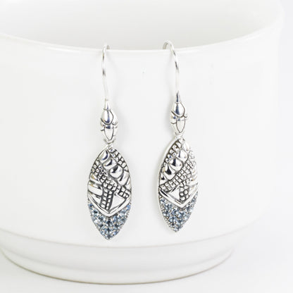 Marquise shape earrings dangle drop in 925 sterling silver with genuine yellow citrine