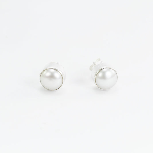 Fresh water pearl earrings stud 925 sterling silver, pearl earrings stud