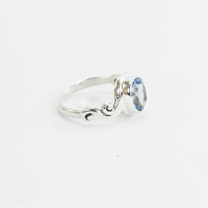Blue topaz ring 925 sterling silver, oval blue topaz ring, december birthstone ring