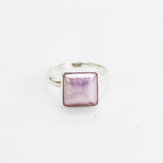 Ping mabe pearl ring set in 925 sterling silver, square pearl ring