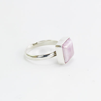 Ping mabe pearl ring set in 925 sterling silver, square pearl ring