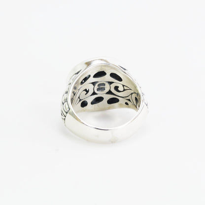 signet ring 925 sterling silver decorated with Bali carving filigree art