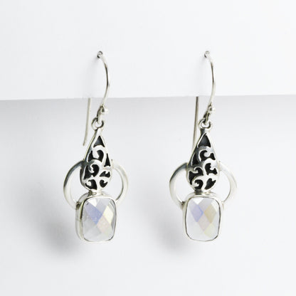 Drop earrings with mystique topaz set in 925 sterling silver