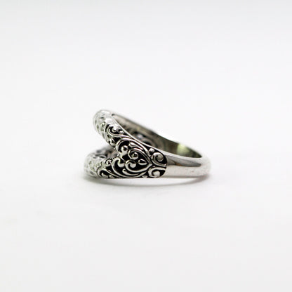 wishbone ring 925 sterling silver decorated with filigree carving and antique finish