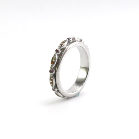 Spinner ring 925 sterling silver decorated with multi color sapphire