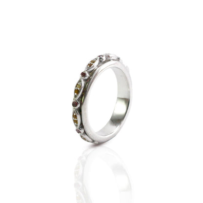 Spinner ring 925 sterling silver decorated with multi color sapphire
