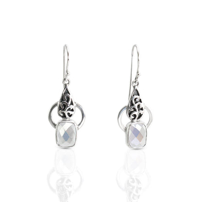 Drop earrings with mystique topaz set in 925 sterling silver