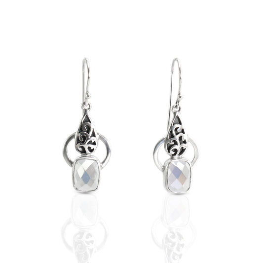 Drop earrings with mystique topaz set in 925 sterling silver