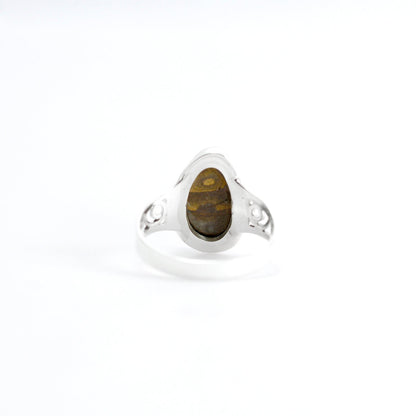 Australian fire opal ring set in 925 sterling silver ring, split shank ring