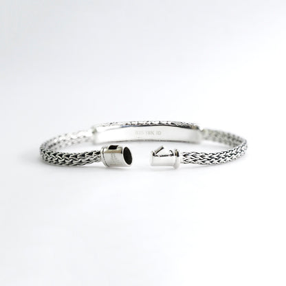 Woven chain bracelet 925 sterling silver decorated with open work filigree 18K gold