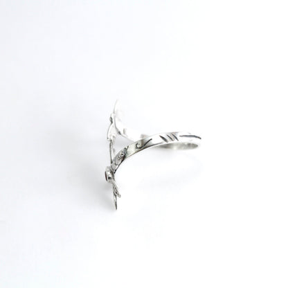 bypass ring 925 sterling silver with amethyst and filigree dragonfly