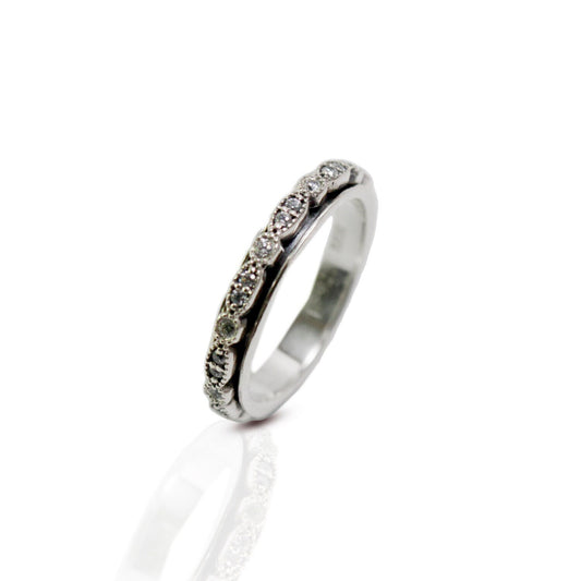 Spinner ring 925 sterling silver decorated with gems stone