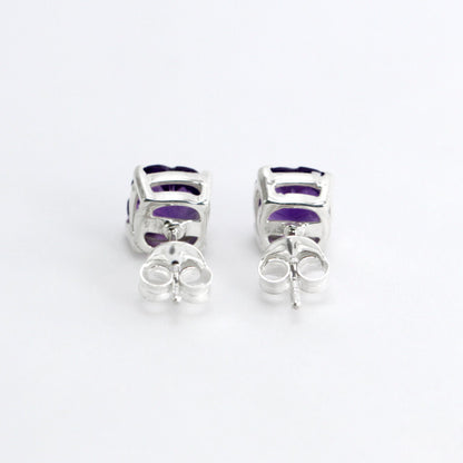 amethyst stud earrings set in 925 sterling silver