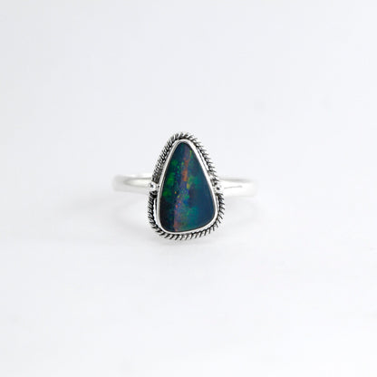 Fire Opal ring 925 sterling silver bezel set decorated with cable edge