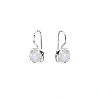 square moonstone earrings dangle 925 sterling silver, rainbow moonstone earrings