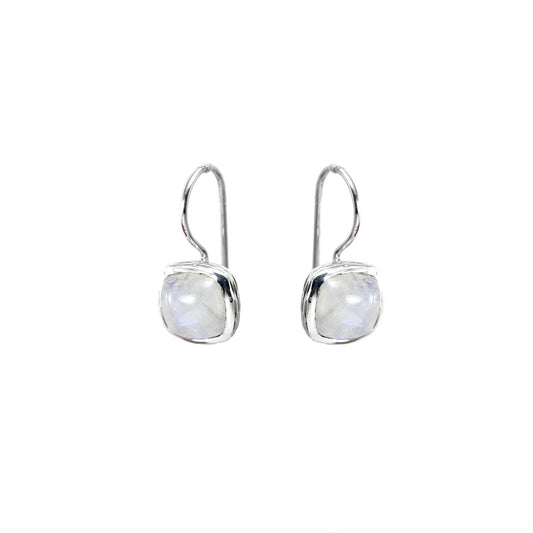 square moonstone earrings dangle 925 sterling silver, rainbow moonstone earrings