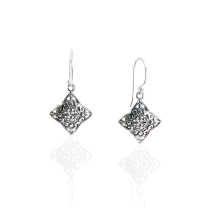 clover leaf earrings 925 sterling silver decorated with open work filigree