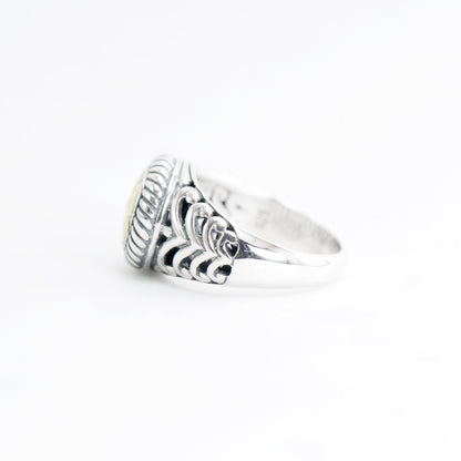 signet ring 925 sterling silver with 18K gold and open work filigree