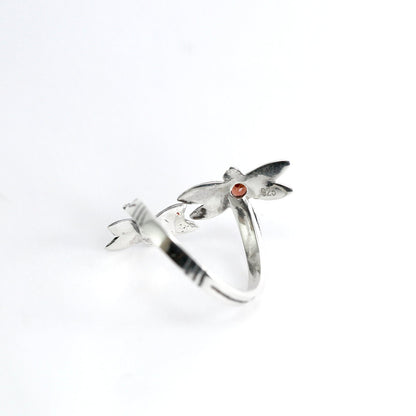 bypass ring 925 sterling silver with amethyst and filigree dragonfly