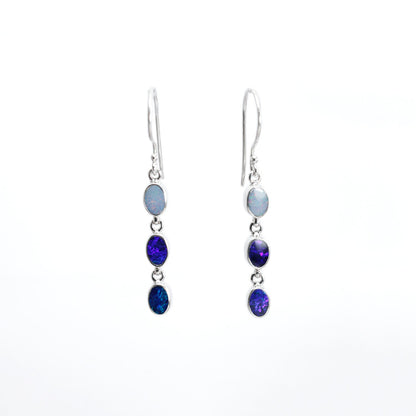 Australian opal earrings drop 925 sterling silver,