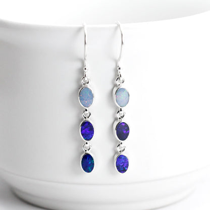 Australian opal earrings drop 925 sterling silver,