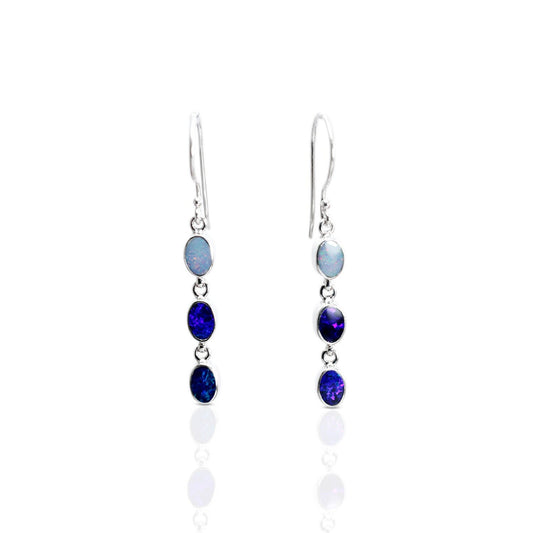 Australian opal earrings drop 925 sterling silver,