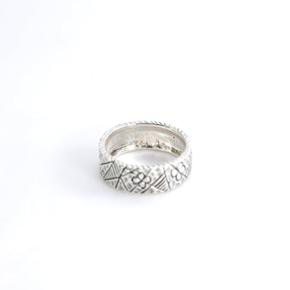 wide band silver ring 925 sterling silver decorated with boho style
