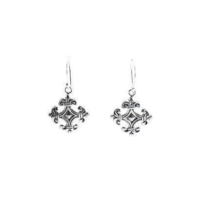 Cross earrings dangle 925 sterling silver antique finishing