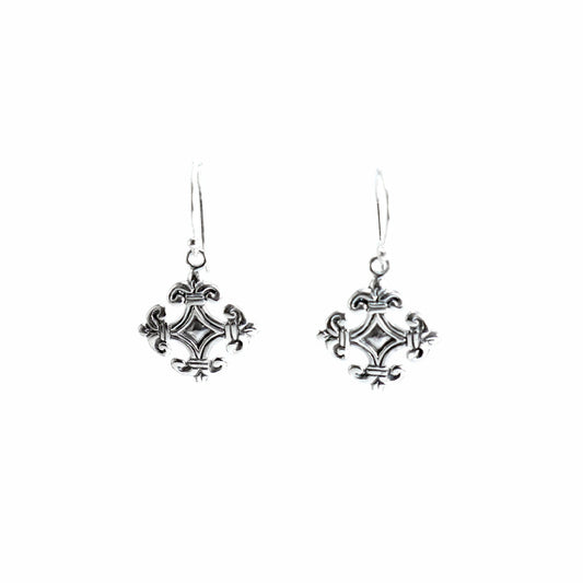Cross earrings dangle 925 sterling silver antique finishing