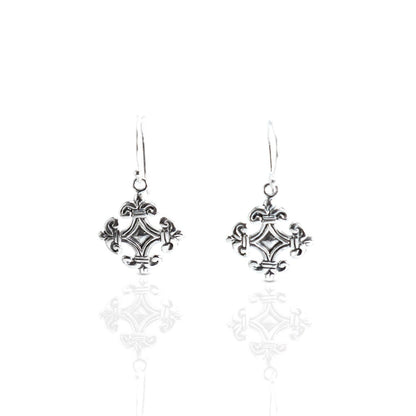 Cross earrings dangle 925 sterling silver antique finishing