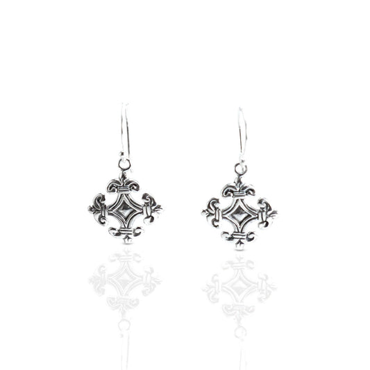 Cross earrings dangle 925 sterling silver antique finishing
