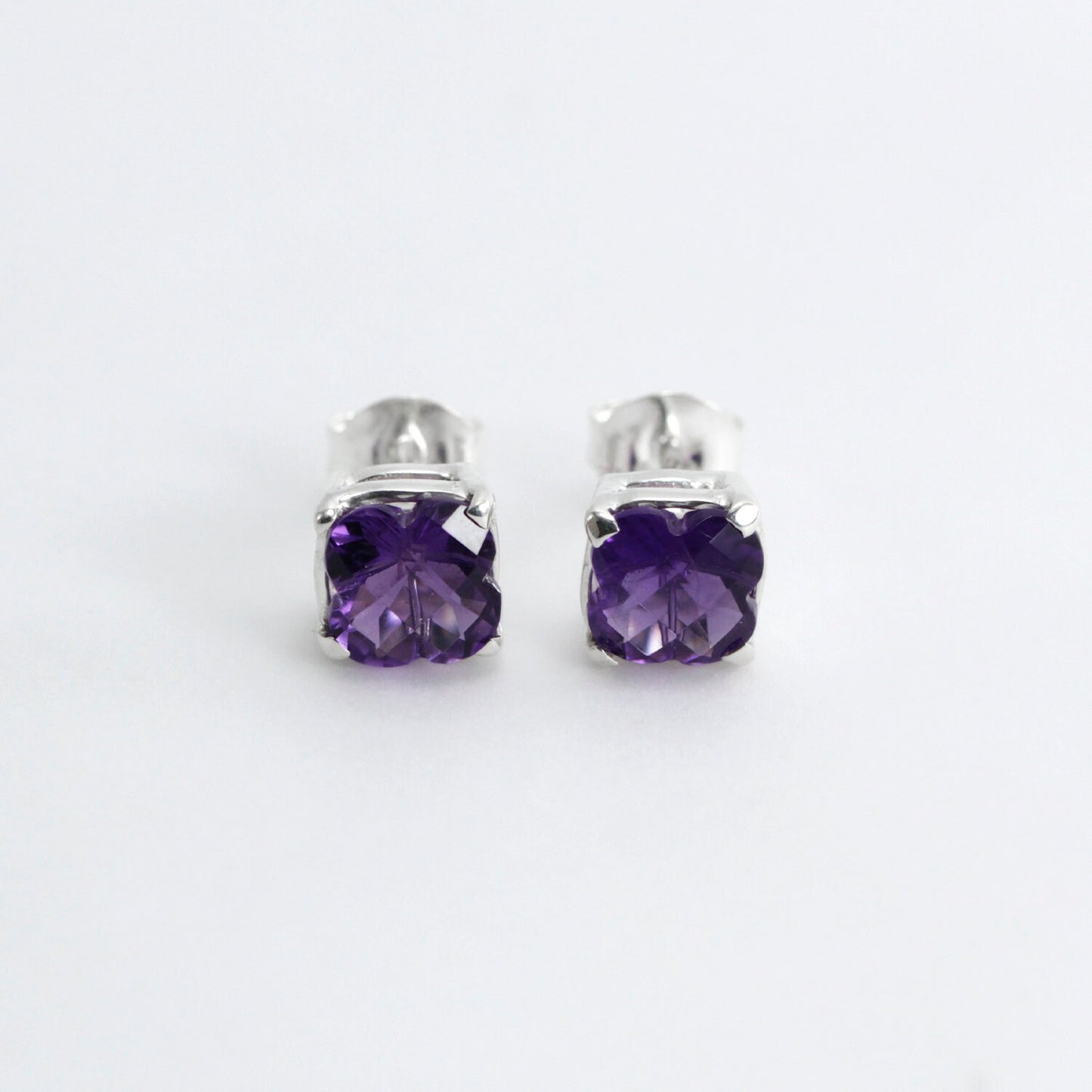 amethyst stud earrings set in 925 sterling silver