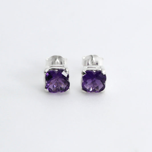 amethyst stud earrings set in 925 sterling silver