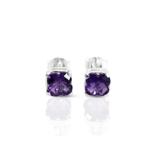 amethyst stud earrings set in 925 sterling silver